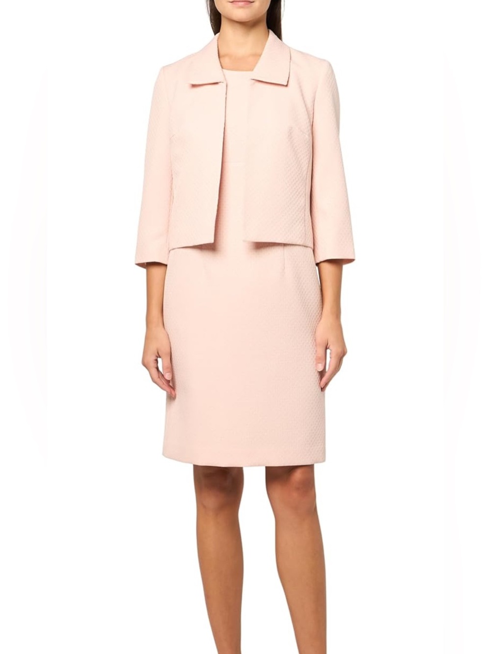 NWT Le Suit 2-Piece Cropped Jacket & Sheath Dress Suit Set - Soft Pink 20W & 2P